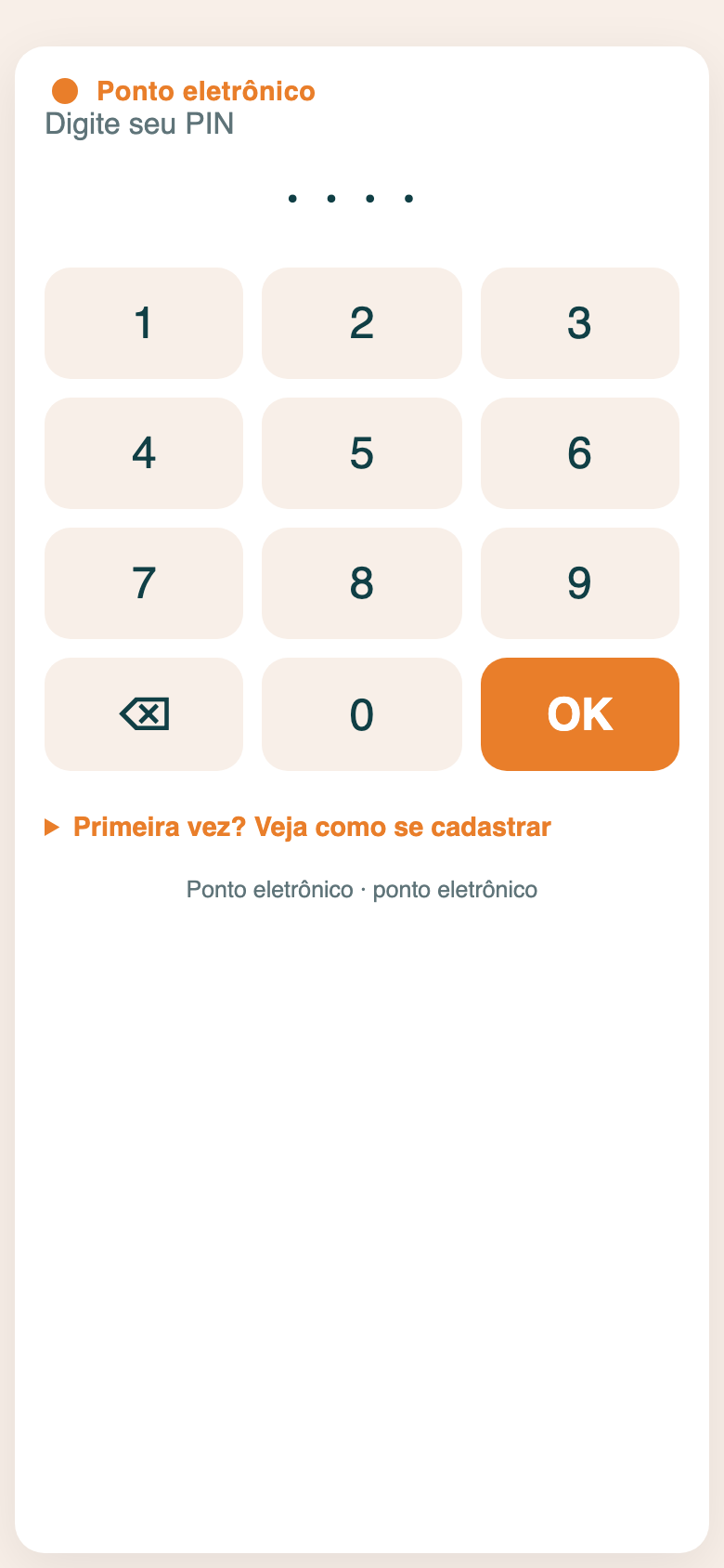 Tela do app: bater o ponto