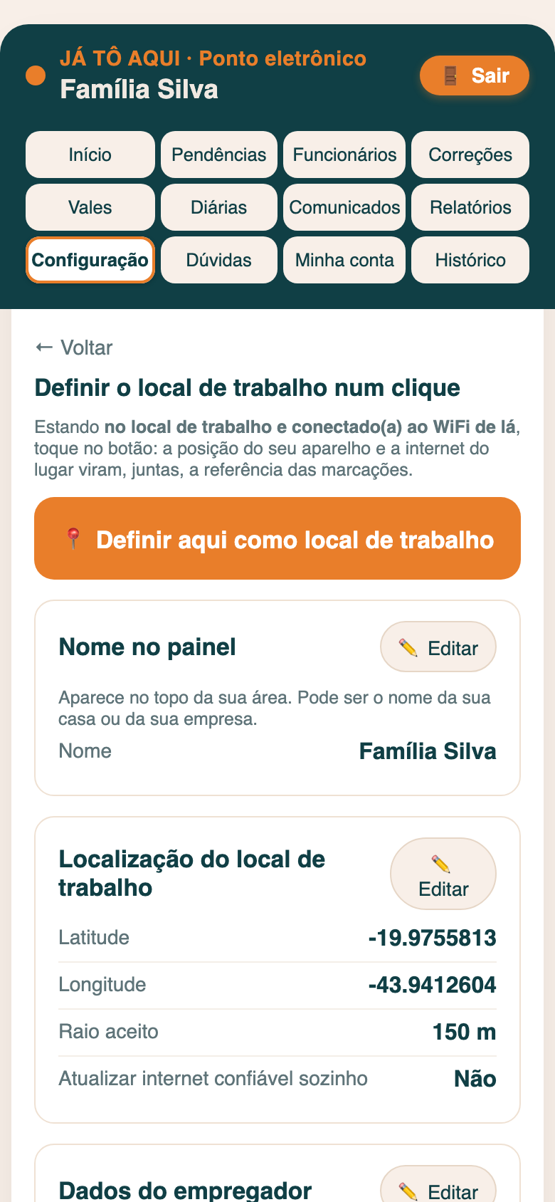 Tela do app: configuração de avisos
